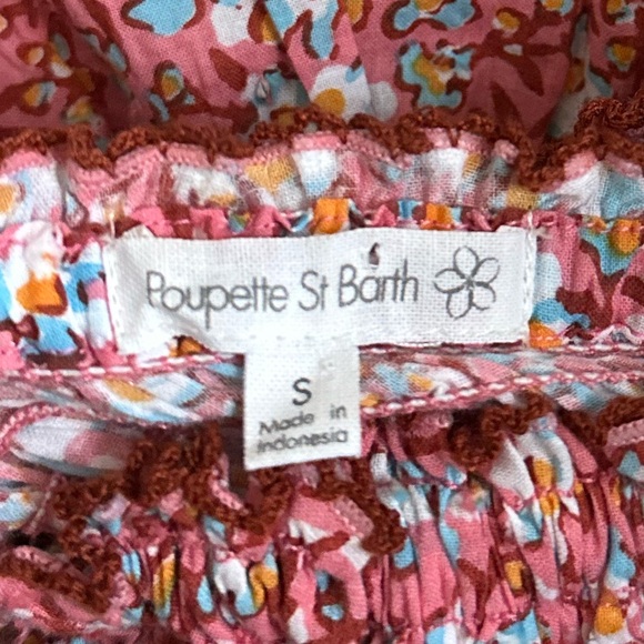 Poupette St Barth Soledad Floral Smocked Asymmetrical Mini Ruffle Dress Sz Small - Picture 9 of 9